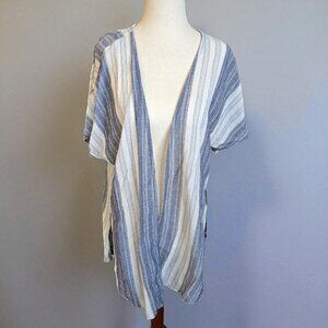 Maurices Cover Up Women Small Gray Beige Stripes Swimsuit Coverup Beach Summer
